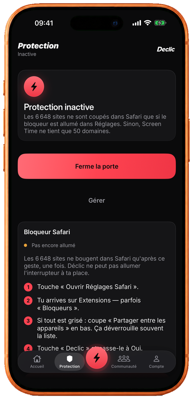 Écran Protection de Déclic sur iPhone 17 Pro Max Cosmic Orange.